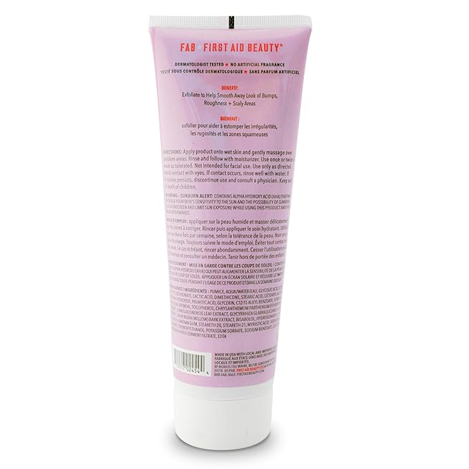 First Aid Beauty KP Bump Eraser Body Scrub Exfoliant for Keratosis Pilaris with 10% AHA – 8 oz + Bonus 1 oz Travel Size Tube-Velvo Beauty