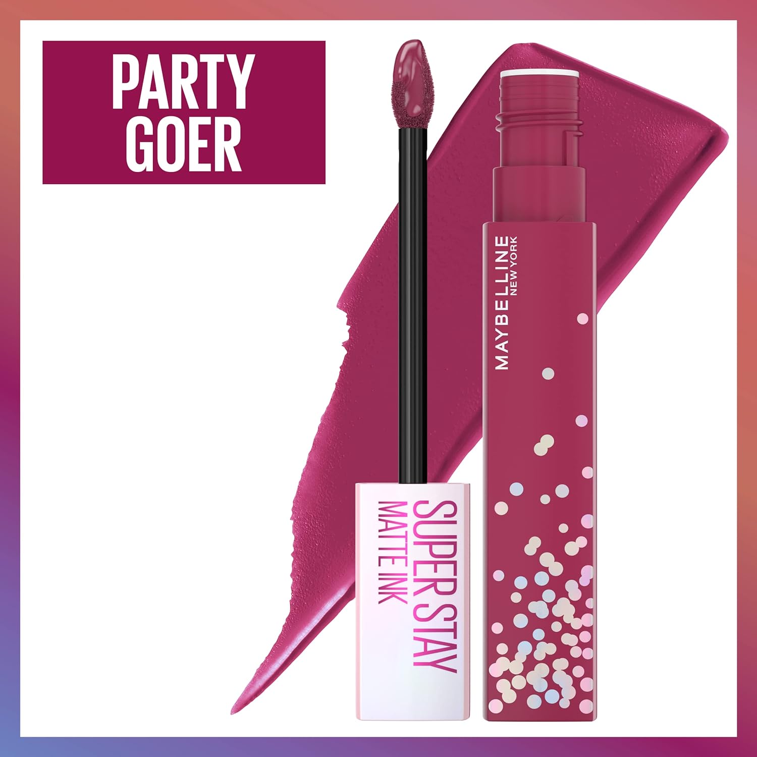 Maybelline New York Super Stay Matte Ink Liquid Lipstick, Transfer Proof, Long Lasting, Limited Edition Birthday Cake Scented Shades, Party Goer, 0.17 Fl Oz-Velvo Beauty
