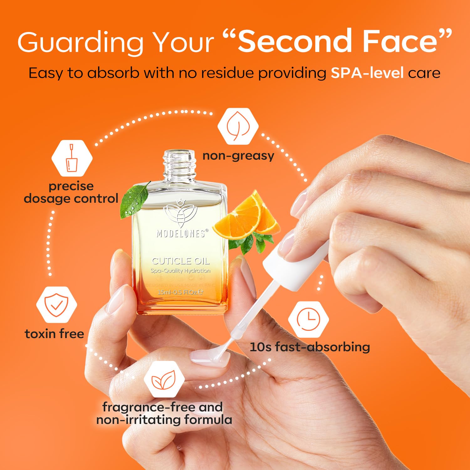 modelones Cuticle Oil for Nails Orange Nail Oil for Growth and Strength Nail Growth Oil Cuticle Care Quick Dry Nail Care Moisturize and Strengthen Damaged Nails 15ml 0.5Fl Oz-Velvo Beauty