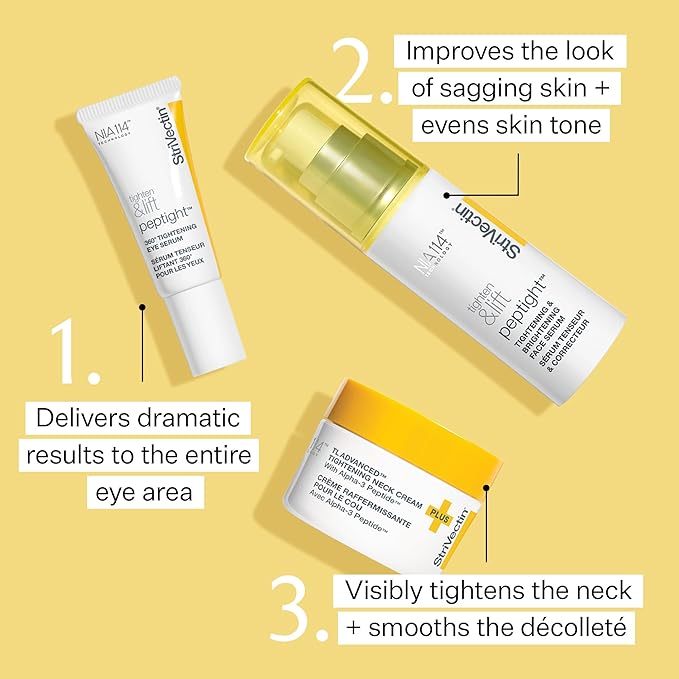 StriVectin Tighten & Lift Power Starters Trio Kit, 3 piece Peptide Kit for Face, Eyes and Neck, to help visibly reduce the look of Wrinkles and Fine Lines-Velvo Beauty