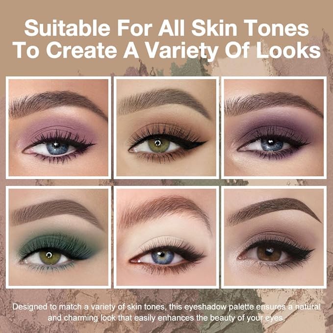 evpct 6 Colors Mauve Eyeshadow Palette, Mauve Taupe Rosy Brown Eggplant Purple Forest Green Vanilla Nude Brown Matte High Pigment Mini Travel Eye Shadow Palette Makeup for Older Women, Built in Mirror-Velvo Beauty