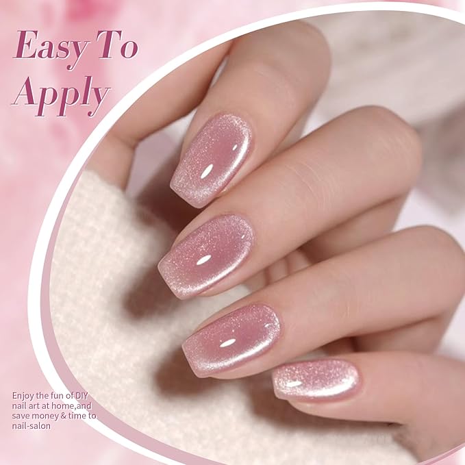 Born Pretty Cat Magnetic Eye Gel Nail Polish Jelly Pink Moonlight Crystal Glass Cat Magnetic Shimmer Glitter Holographic Nail Polish Salon Gel Manicure and Nail Art DIY at Home 7ML 6PCS-Velvo Beauty