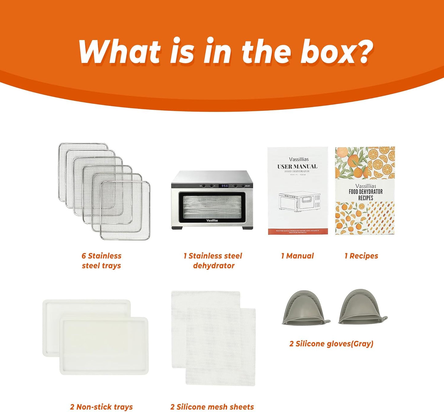 Stainless Steel Mini Food Dehydrator Dryer- 6 Stainless Steel Trays, Digital Adjustable Timer, 400W, 176°F, Temperature Control, for Jerky, Herb, Meat, Beef, Fruit and Pet Treats, Model 2016YJ, Silver-Velvo Beauty