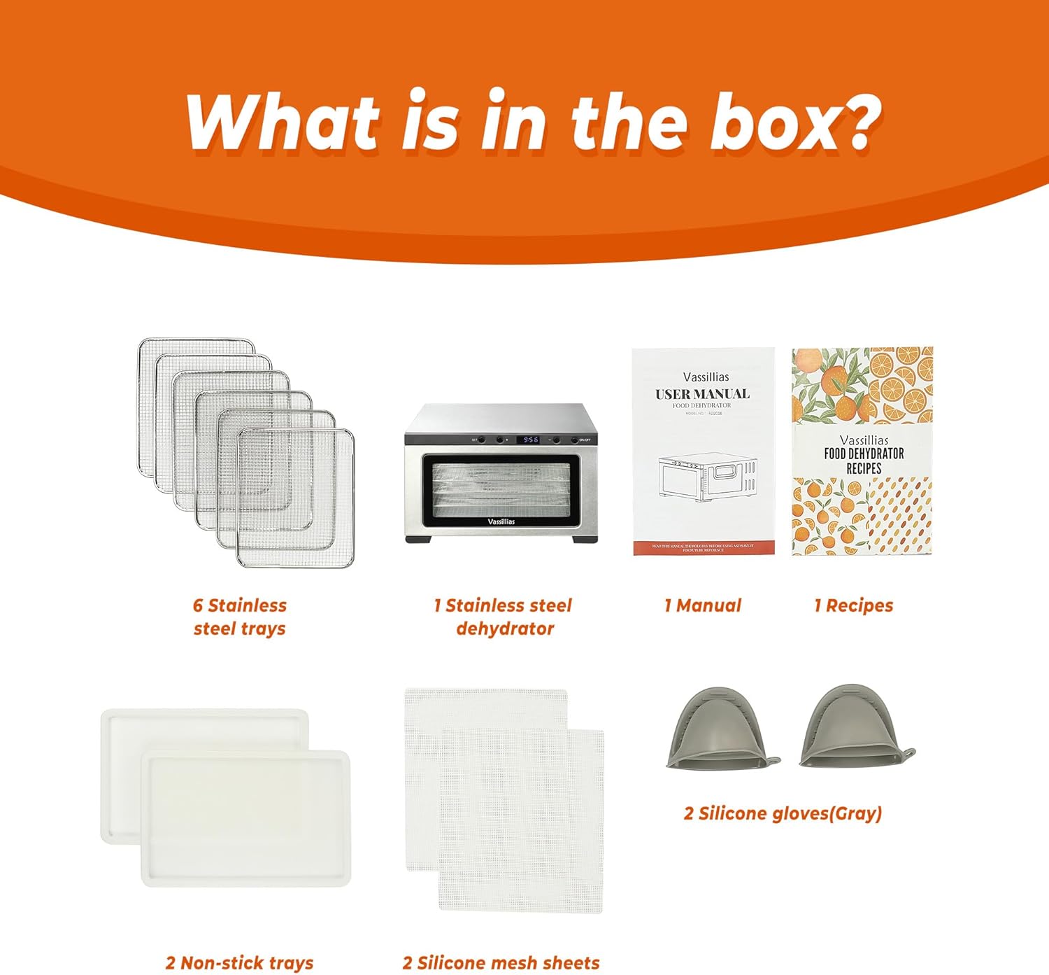 Stainless Steel Mini Food Dehydrator Dryer- 6 Stainless Steel Trays, Digital Adjustable Timer, 400W, 176°F, Temperature Control, for Jerky, Herb, Meat, Beef, Fruit and Pet Treats, Model 2016YJ, Silver-Velvo Beauty