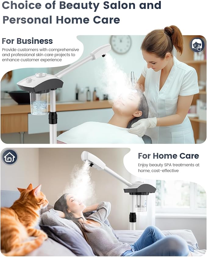 Kingsteam Professional Ozone Nano-Ionic Facial Steamer | Deep Cleansing Hydrating | Salon Home Spa Face Steamer | Pore Cleanser | 60-Min Timer | 360° Swivel | Esthetician Favorite Tool,White-Velvo Beauty