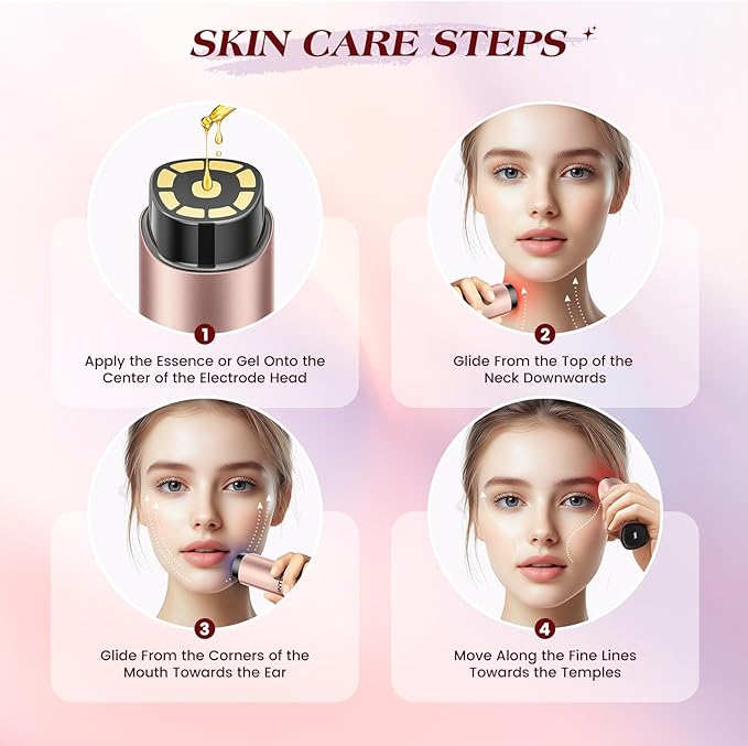 Microcurrent Facial Device, 3 Modes Red Light Therapy for Face and Neck, Skin Care Facial Massager Perfect Gifts for Women Men(Gold)-Velvo Beauty