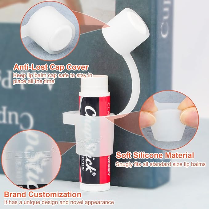 Desing Wish Silicone Lip Balm Holder with Cap Cover Portable Chapstick Holder Keychain Sleeve Lip Balm Key Chain with Key Ring and Wrist Strap Lanyard - Transparent-Velvo Beauty