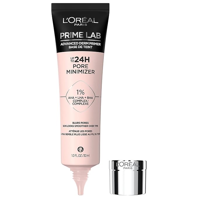 L'Oreal Paris Prime Lab Up to 24H Pore Minimizer Face Primer Infused with AHA, LHA, BHA Complex to Smooth and Extend Makeup Wear, 1.01 Fl Oz-Velvo Beauty