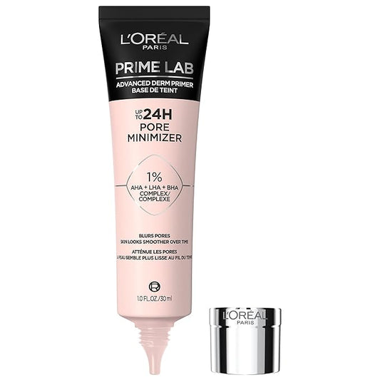 L'Oreal Paris Prime Lab Up to 24H Pore Minimizer Face Primer Infused with AHA, LHA, BHA Complex to Smooth and Extend Makeup Wear, 1.01 Fl Oz-Velvo Beauty