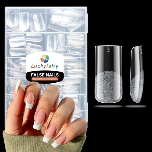 Nail Tips Square: 504pcs Pre-etched Square Press on Nails Clear Full Cover Fake Nails for French Nail Extension Salon Home DIY 12 Sizes Gel Tips-Velvo Beauty