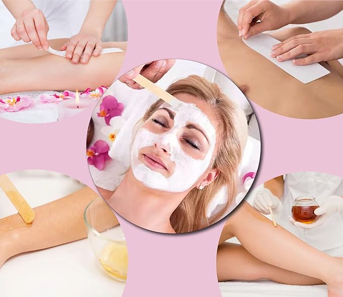 Mibly 4 Style 400 Pcs Assorted Wooden Wax Sticks for Body Legs Face and Small Medium Large Sizes Eyebrow Waxing Applicator Spatulas for (400 Piece Set)-Velvo Beauty