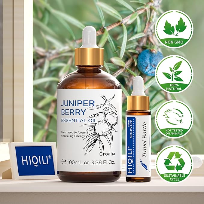 HIQILI 100ML Juniper Berry Essential Oil,100% Pure Natural Undiluted Premium - 3.38 Fl Oz-Velvo Beauty
