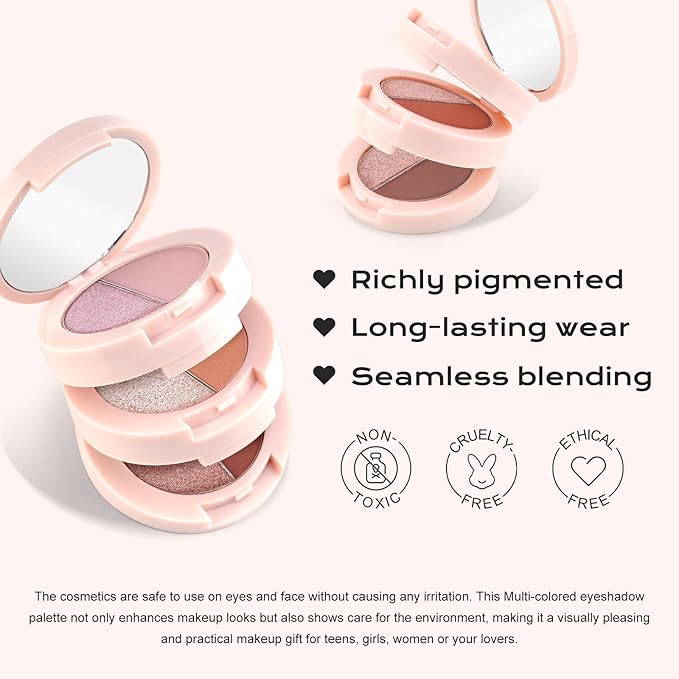 Color Nymph 6 Colors Eyeshadow Makeup Palette | 6-IN-1 Multi-Colored Shimmer & Matte Long-Lasting Travel Size Eye Shadow Make up Kit, Stacked Makeup Design Includes Eyeshadow Brush and Mirror-Velvo Beauty