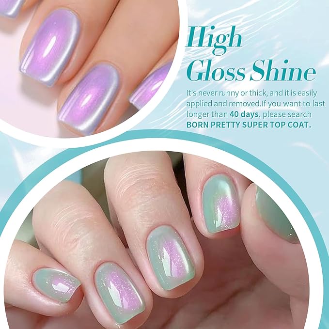 Born Pretty Magnetic Gel Nail Polish Set,Pastel Coral Sea Magnetic Eye Gel Jelly Glass Crystal Magnetic Gel Polish Nail Art Manicure Kit 6PCS-Velvo Beauty