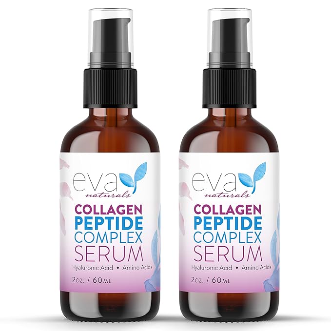 Collagen Peptide Serum for Face – Anti Aging Facial Treatment with Peptides & Hyaluronic Acid – Gentle for Sensitive Skin, Microneedling Pen, Derma Roller, Skin Firming & Hydrating (2 Oz) (2 Pack)-Velvo Beauty