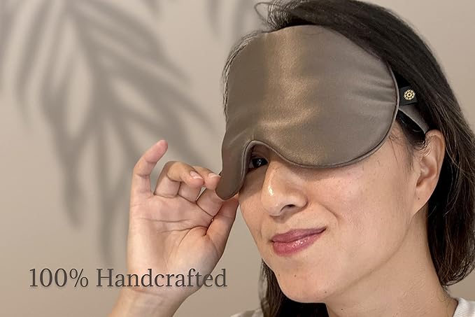 Premium Handcrafted 25 Momme Mulberry Silk Eye Mask for Sleeping (Chocolate)-Velvo Beauty