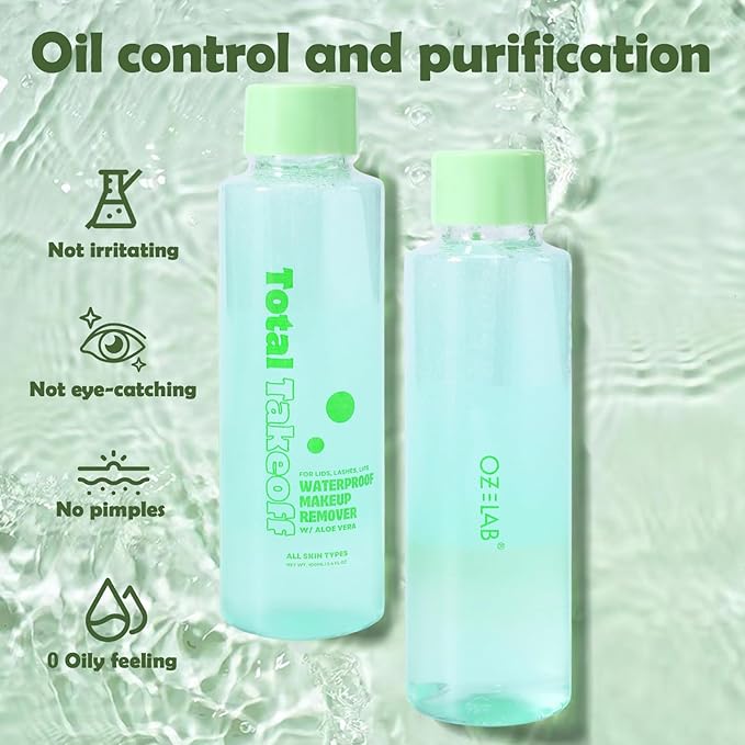 Total Takeoff Waterproof Makeup Remover – Dual-Phase Oil & Water Formula, Removes Eye & Lip Makeup, Gentle for Sensitive Skin, Aloe & Argan Oil, No-Rinse, 3.4 fl oz/100ml-Velvo Beauty