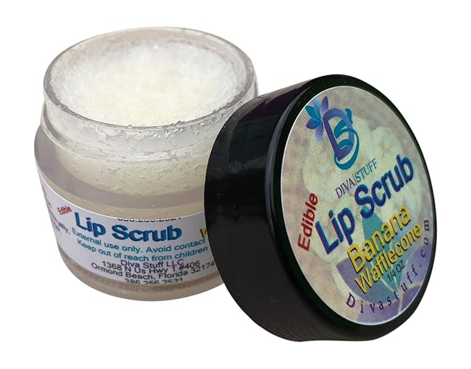 Diva Stuff Ultra Hydrating Lip Scrub for Soft Lips, Gentle Exfoliation, Moisturizer & Conditioner, Banana Wafflecone – ¼ oz (Made in the USA)-Velvo Beauty