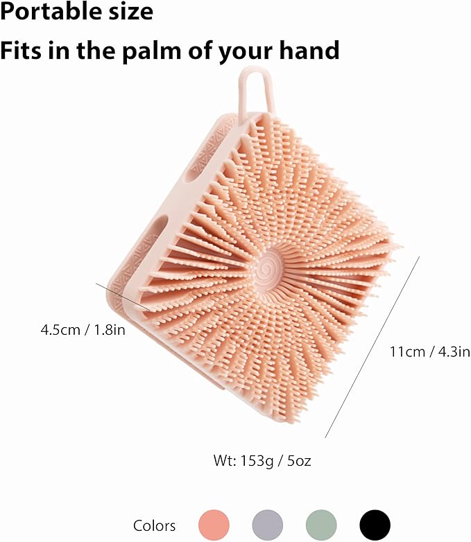 2 PC Silicone Exfoliating Body Scrubber, Silicone Body Shampoo Brush, Soft Silicone Loofah for Sensitive Skin, Shower Silicone Hair Scalp Massager, Easy to Clean, Lather Well(Gray&Pink)-Velvo Beauty