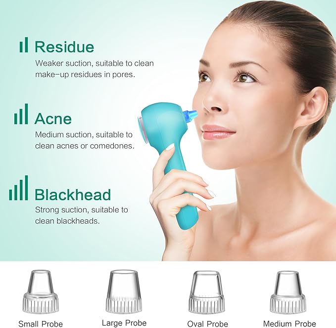 Face Scrubber Exfoliator,Facial Cleansing Brush Waterproof with LCD Screen,Blackhead Remover Vacuum with 5 Brush Heads,Face Spin Brush for Exfoliating (Blue-Blue)-Velvo Beauty