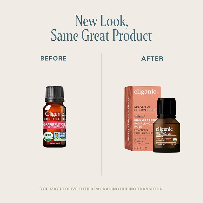 Cliganic Organic Pink Grapefruit Essential Oil, 100% Pure Natural, for Aromatherapy | Non-GMO Verified (Packaging May Vary)-Velvo Beauty