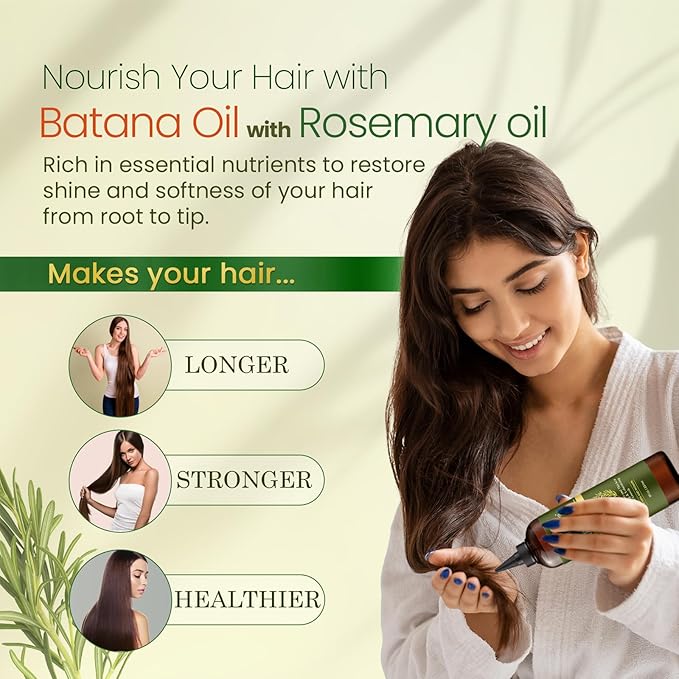 Natural Riches Rosemary & Batana Hair Oil (8 fl oz) | Revitalizing and Strengthening Hair Treatment for Fuller, Healthier-Looking Hair | Paraben Free | Suitable for All Hair Types-Velvo Beauty
