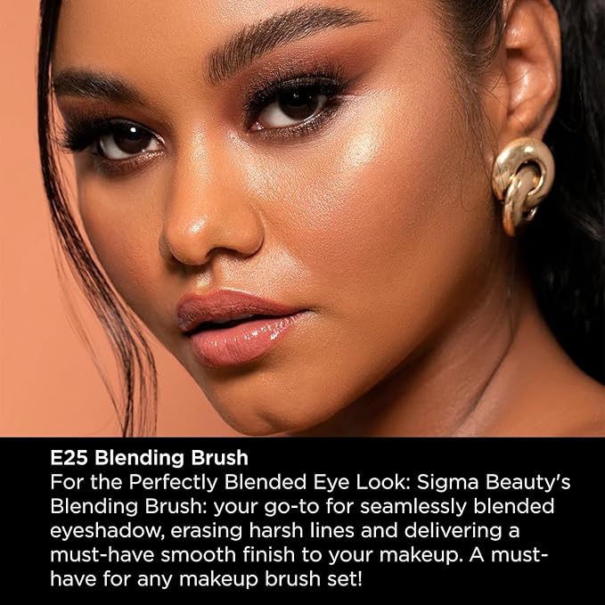 Sigma Beauty Professional E25 Eyeshadow Blending Brush – Professional Eyeshadow Brush for Seamless Eyeshadow Blending, Softens Dramatic Edges & Harsh Lines for a Well Blended Effect (1 Brush)-Velvo Beauty