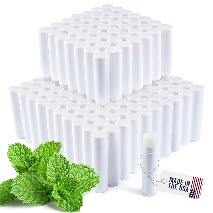 Lip Balm Bulk Unlabeled - Made in USA Bulk Chapstick - Natural Ingredients Vitamin E Shea Butter - Custom Chapstick Bulk For Party & Wedding Favors (150 Count, Peppermint)-Velvo Beauty