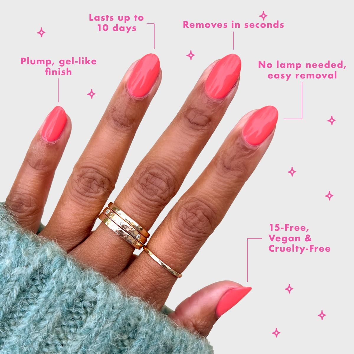 Olive & June Long Lasting Nail Polish | Plump, Gel-Like Finish, No Lamp Needed | Lasts up to 10 days | Salon-Quality at Home | 15-Free, Vegan & Cruelty-Free | Chip-Resistant | Perfect Pinwheel | Coral-Velvo Beauty