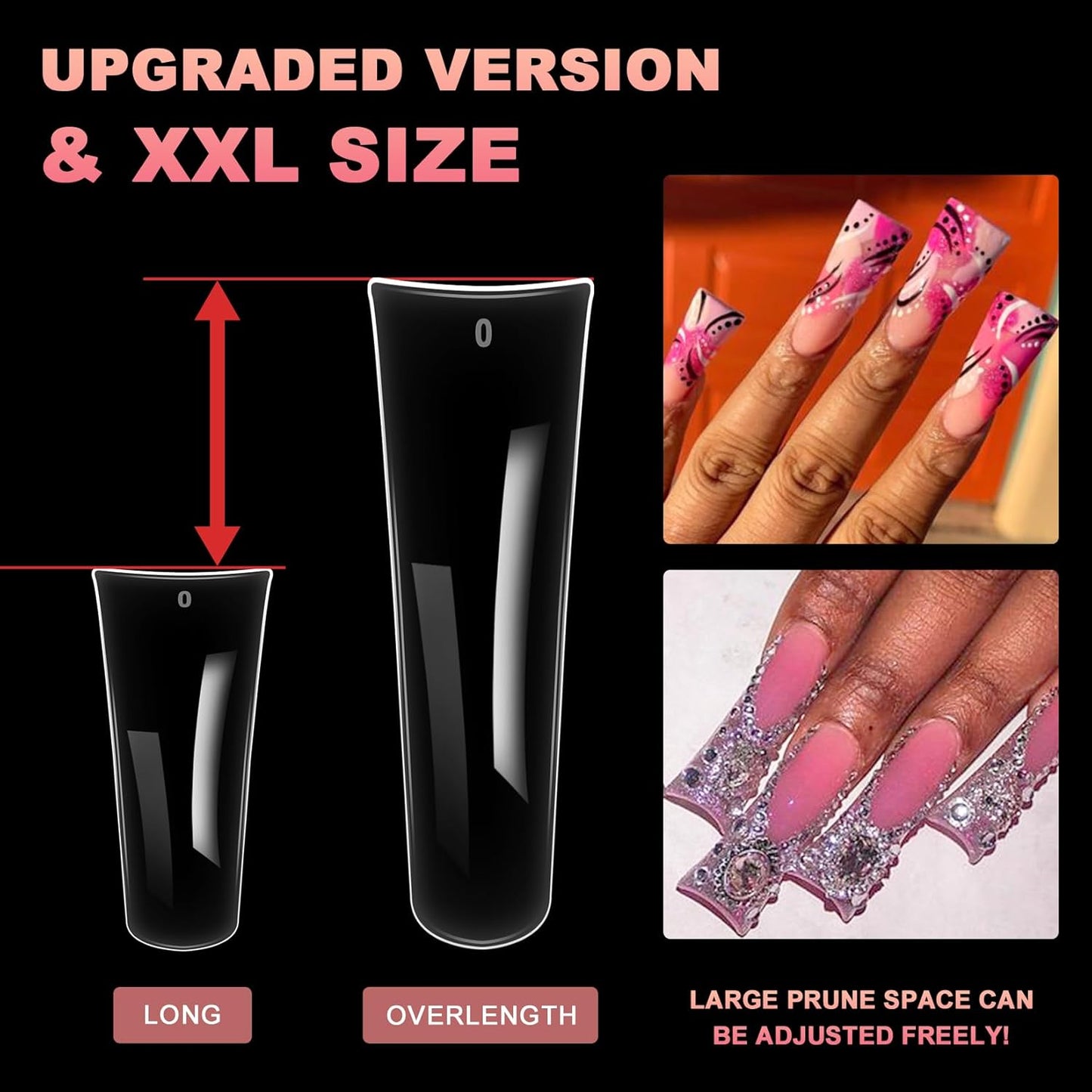Ranrose Duck Nail Tips - 120pcs Extra Long Duck Feet Style Full Cover False Nail 12 sizes XXL Clear Press on Nail for Acrylic Nails Professional Y2K Nail Salon-Velvo Beauty