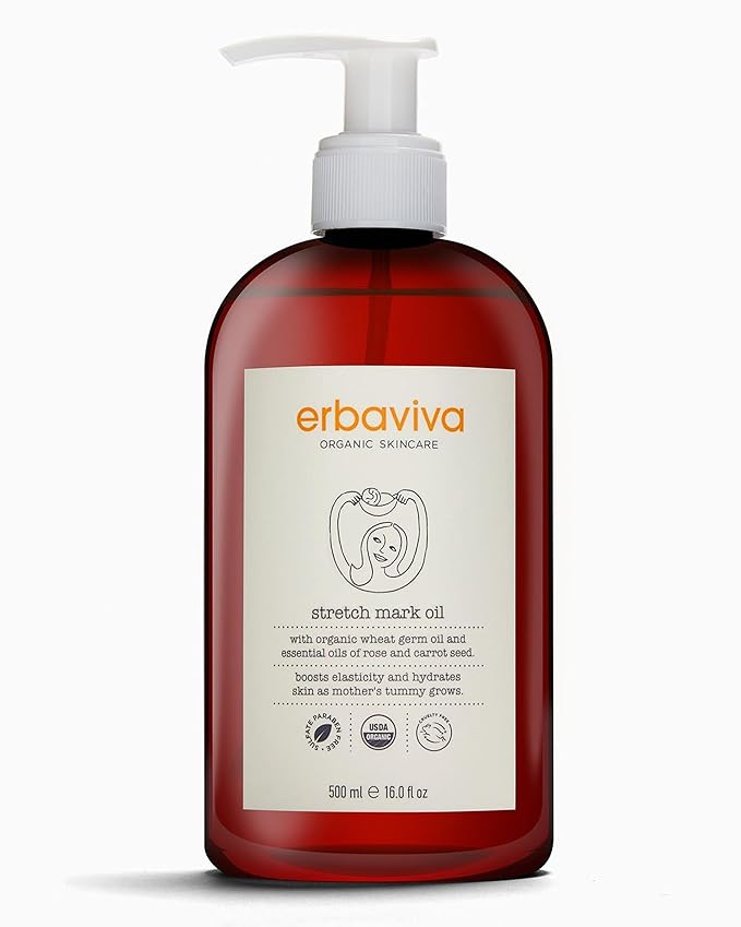 Erbaviva Organic Stretch Mark Oil for Pregnancy, Stretch Marks & Scars - 16 Fl Oz-Velvo Beauty