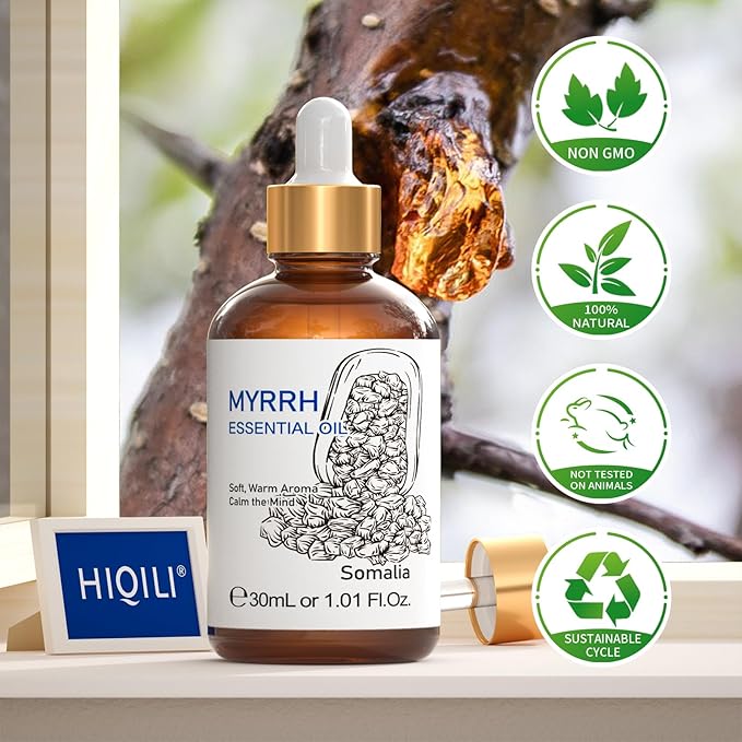 HIQILI Myrrh Essential Oil, for Skin, Massage, 100% Pure & Natural - 1.01 Fl Oz-Velvo Beauty