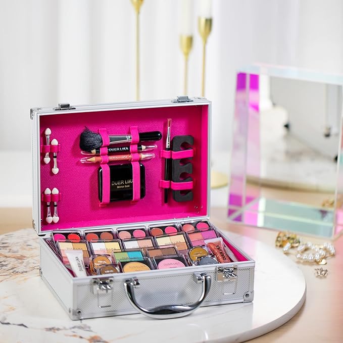 Makeup Kit for Girls and kids 8-12 Carry All Makeup Train Case with Pro Makeup for Teens Women Full Starter Cosmetics Set (SILVER)-Velvo Beauty