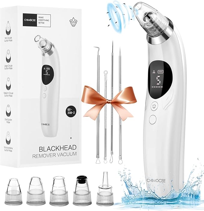 Blackhead Remover Pore Vacuum, Upgraded Black Head Remover for Face, Electric Acne Comedone Whitehead Extractor Tools-5 Suction Power, 5 Probes, USB Rechargeable Pimple Popper Tool Kit-Velvo Beauty