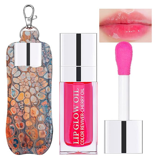 Hydrating Lip Glow Oil, Plumping Watery Lip Gloss, Refreshing Moisturizing Lip Oil Tinted Lip Balm, Lasting Nourishing Revitalizing Lip Tint Lip Care (15# Cherry Red)-Velvo Beauty