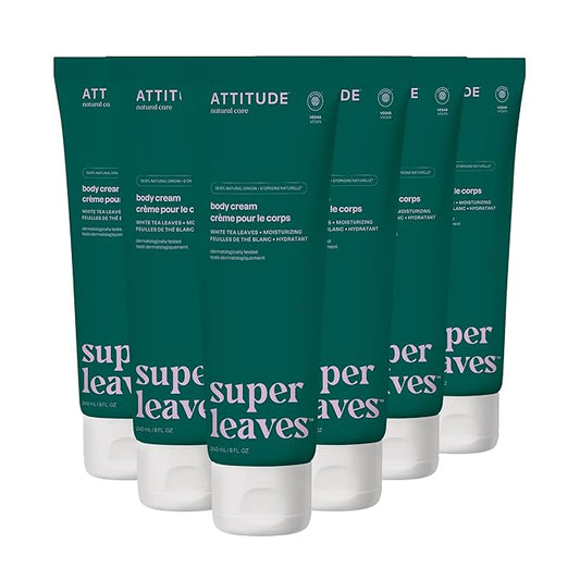 ATTITUDE Body Cream, EWG Verified Moisturizer, Vegan Moisturizing Products For Dry Skin, Dermatologically Tested, White Tea Leaves, 8 Fl Oz (Pack of 6)-Velvo Beauty