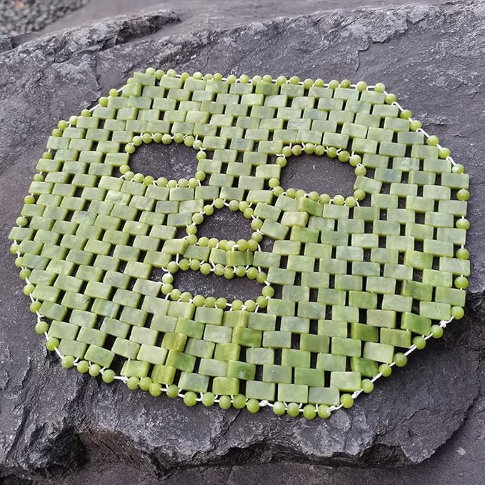 Jade Facial Mask,Natural Stone Jade Sleep Mask,Anti-Aging Jade Eye Mask Massage Tools for Puffy Eyes Dark Circles-Velvo Beauty