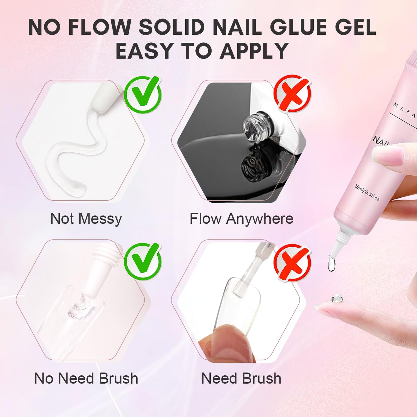 Makartt Gel Nail Glue for Press On Nails - 3D Gel Nail Art, 30ml Super Strong 3 in 1 Solid Nail Glue Gels for False Nail Tips, Long Lasting Manicure Bond, Curing Needed, Pack of 2-Velvo Beauty