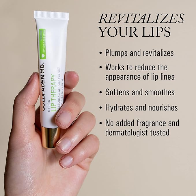 Goldfaden MD Lip Therapy | Restoring Lip Treatment | w/Peptides, Hyaluronic Acid, Fruit Berry Wax, Borage Oil, Rose Hip Oil & Vitamin E | Nourishes, Hydrates & Plumps Appearance 0.5 ﬂ oz / 15 mL-Velvo Beauty