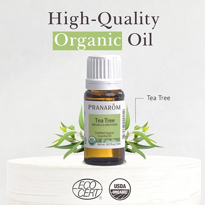 Pranarom USDA Certified Organic Tea Tree Essential Oil (15ml), 100% Pure Undiluted Therapeutic Grade from Zimbabwe for Aromatherapy, Diffuser, Healthy Skin & Hair, Massage, Relaxation-Velvo Beauty