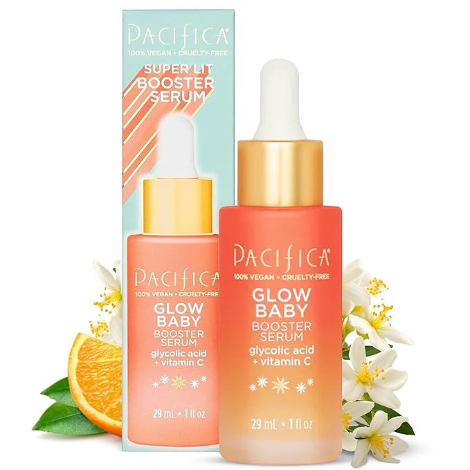 Pacifica Vitamin C Face Serum - Glow Baby Booster Facial Serum - Glycolic Acid Serum For Face - Dark Spot Corrector Anti Aging Brightening - Dermatologist Tested, Fragrance Free, Clean Skin Care Vegan-Velvo Beauty