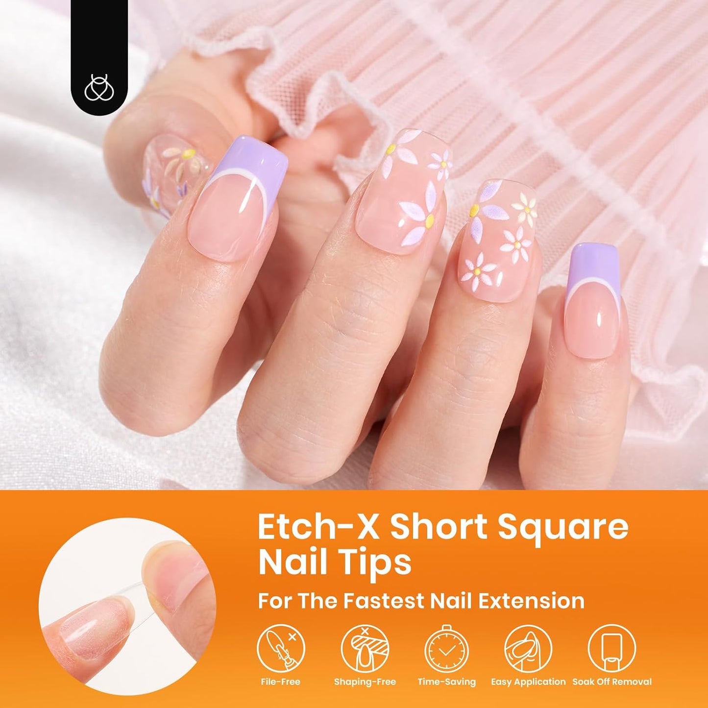 Beetles Short Square Gel Nail Tips 12 Sizes 288 PCS Half Matte Full Cover False Nails Clear Acrylic Nails Glue on Nails for Girls Women DIY Nail Extension-Velvo Beauty