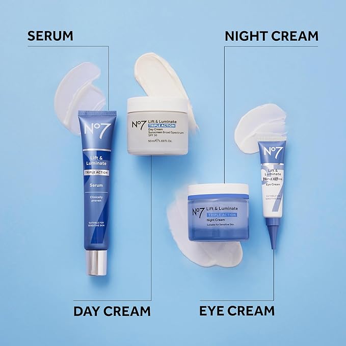 No7 Lift & Luminate Triple Action Face Cream - Fragrance Free Face Moisturizer with SPF 30 - Formulated with Anti Aging Collagen Peptides & Brightening Complex (2 Pack)-Velvo Beauty