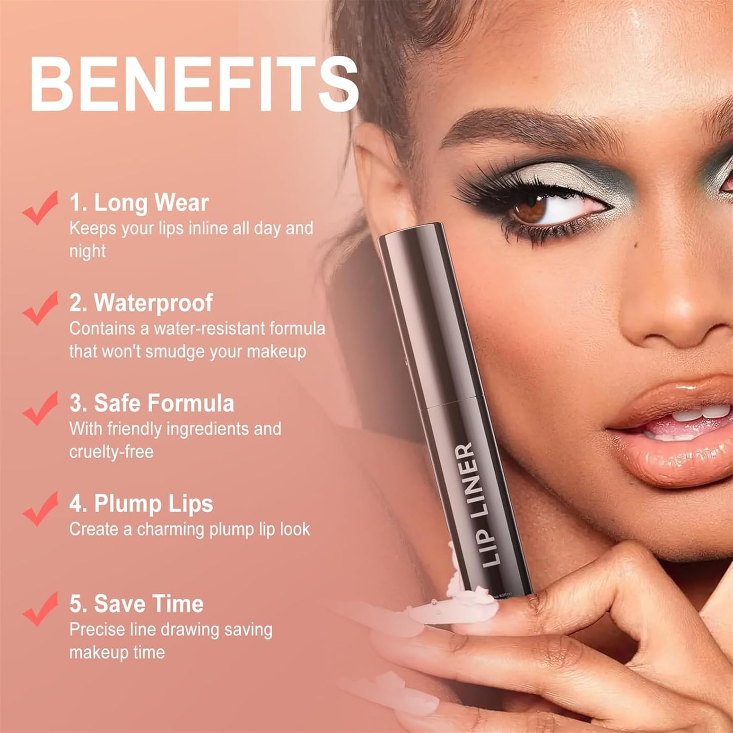 OETUIOW Lip Stain Peel Off, Lip Liner Moisturizing Long-Lasting & Waterproof, Transfer Proof & Plumping, Non-Stick Cup, 2PCS Rose&Mauve-Velvo Beauty