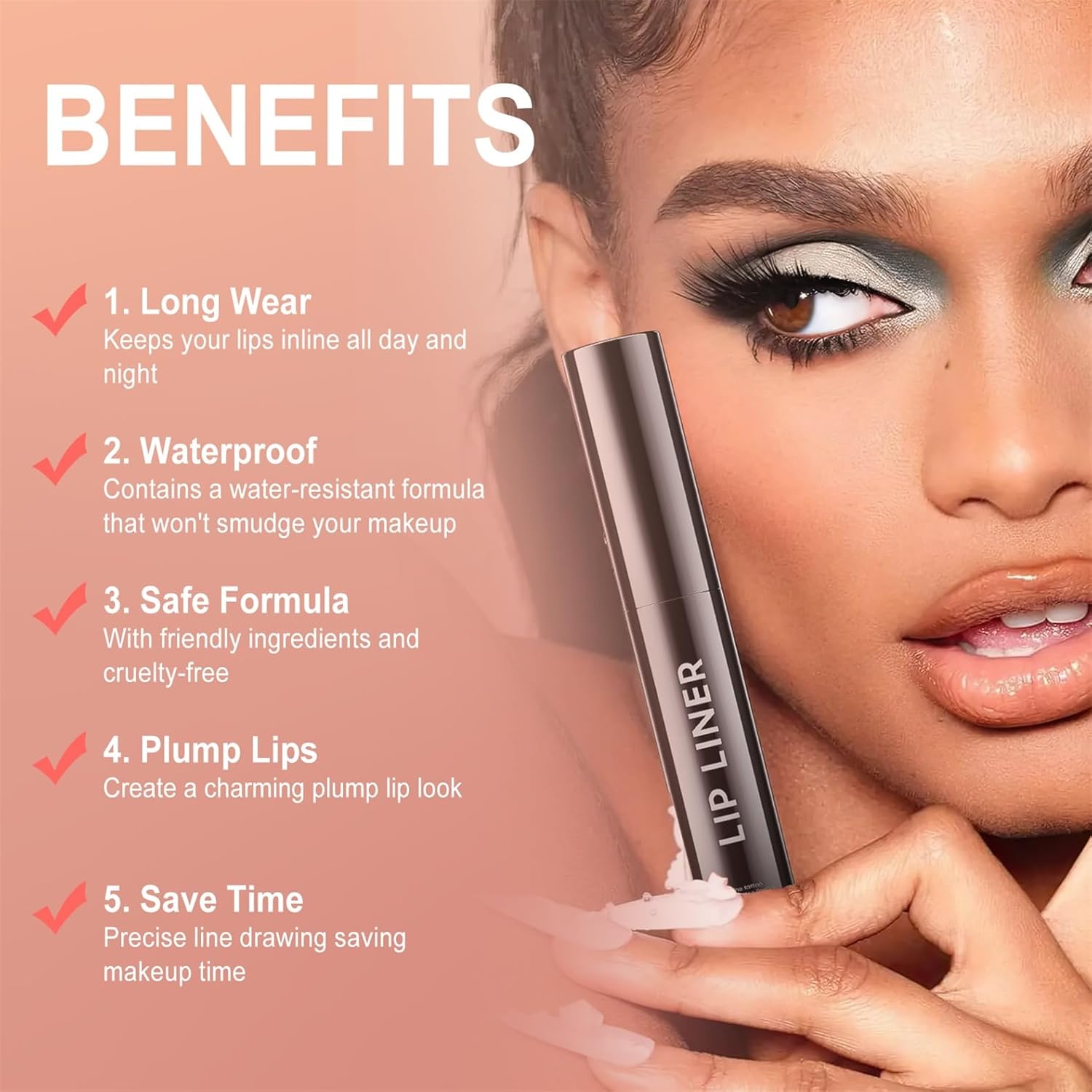 OETUIOW Lip Stain Peel Off, Lip Liner Moisturizing Long-Lasting & Waterproof, Transfer Proof & Plumping, Non-Stick Cup, 2PCS Rose-Velvo Beauty