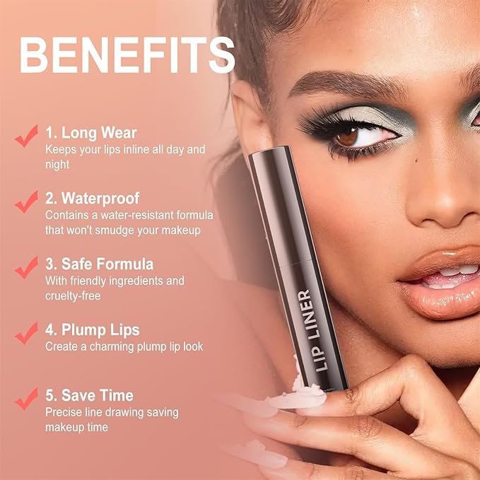 OETUIOW Lip Stain Peel Off, Lip Liner Moisturizing Long-Lasting & Waterproof, Transfer Proof & Plumping, Non-Stick Cup, Coral Color-Velvo Beauty