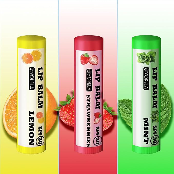 3 Pack SPF Lip Balm Bulk - SPF 30 SunGuard Lip Balm Sunscreen- Summer Protection for Lasting Hydration UV Defense Prevents and Soothes Dry, Chapped Lips-3 Delicious Flavors-Velvo Beauty