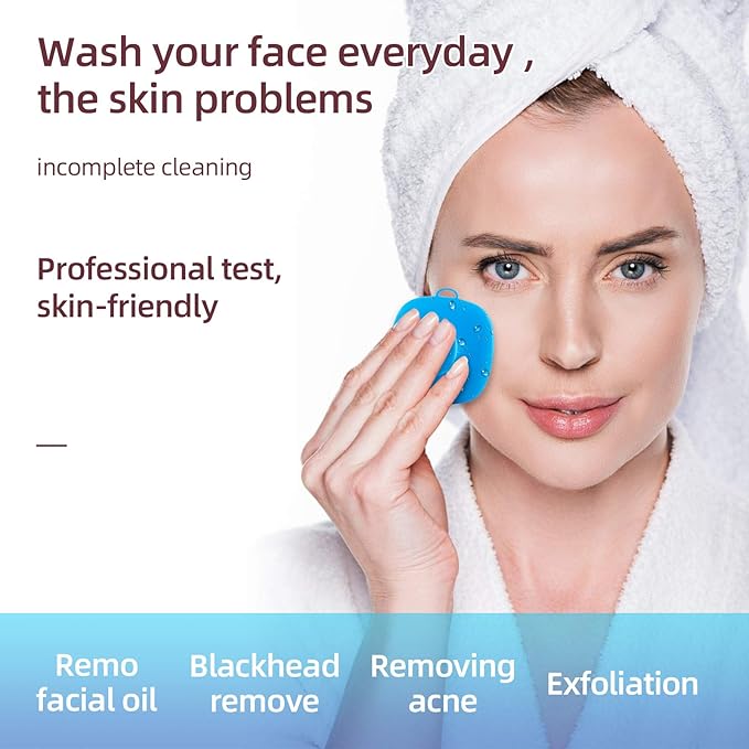 VWMYQ 2 Pack Silicone Face Scrubber for Men and Women Facial Cleansing Brush Silicone Face Wash Brush Manual Waterproof Cleansing Skin Care Face Brushes for Cleansing and Exfoliating (Blue_Pink)-Velvo Beauty