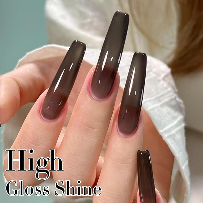 Double Rhythm 0.5Oz Translucent Gel Polish Sheer Neutral Natural Light Milky Same Color Same Bottle 15ML Jelly Gel Polish Nail Art DIY at Home (Black-A1366)-Velvo Beauty