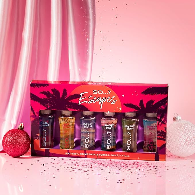 So...? Escapes Body Mist Set - Perfumes for Women - Everyday Body Spray for Women - Vegan, Cruelty Free Fragrances - Travel Size Gift Set - 6 pcs-Velvo Beauty